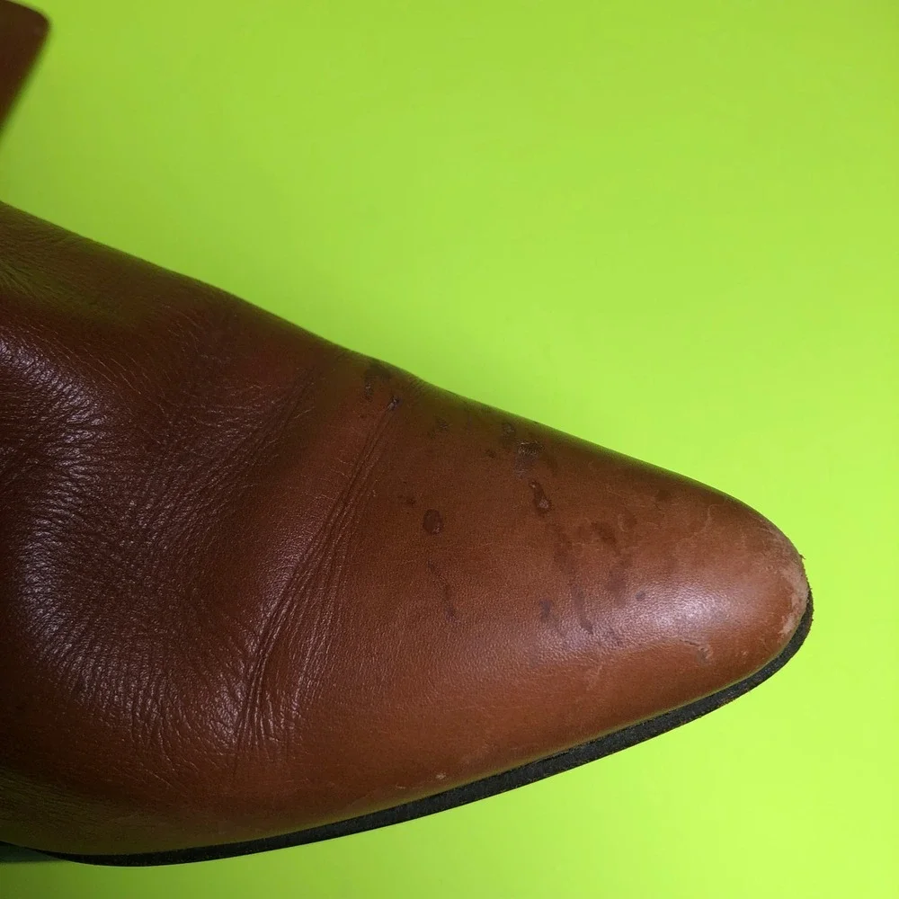 Bally Hampton Ankle Boots Women 6 US Cognac Brown Leather Pointed Toe Italy